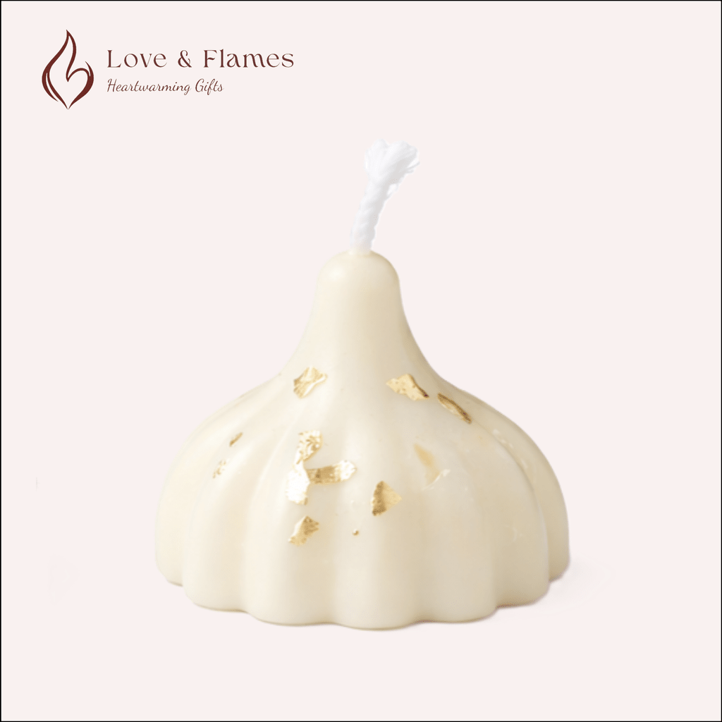 Bappa’s Favourite Modak Scented Candle Color White Ivory & Fragrance Vanilla - Love & Flames