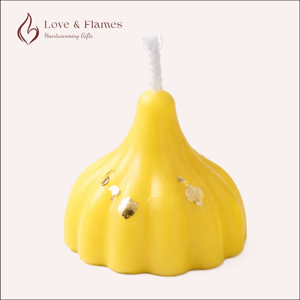 Bappa’s Favourite Modak Scented Candle Color Yellow Sunshine & Fragrance Kesar - Love & Flames