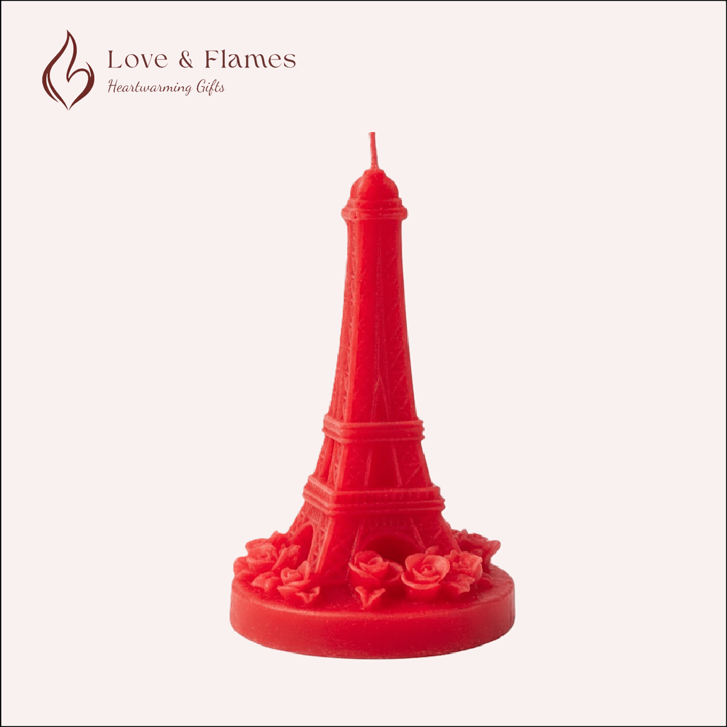 City of Love Scented Candle Color Red Crimson & Fragrance Rose - Love & Flames