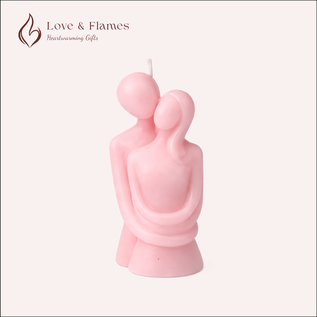 Eternal Embrace Lovers Scented Candle Color Pink Blush & Fragrance Vanilla - Love & Flames