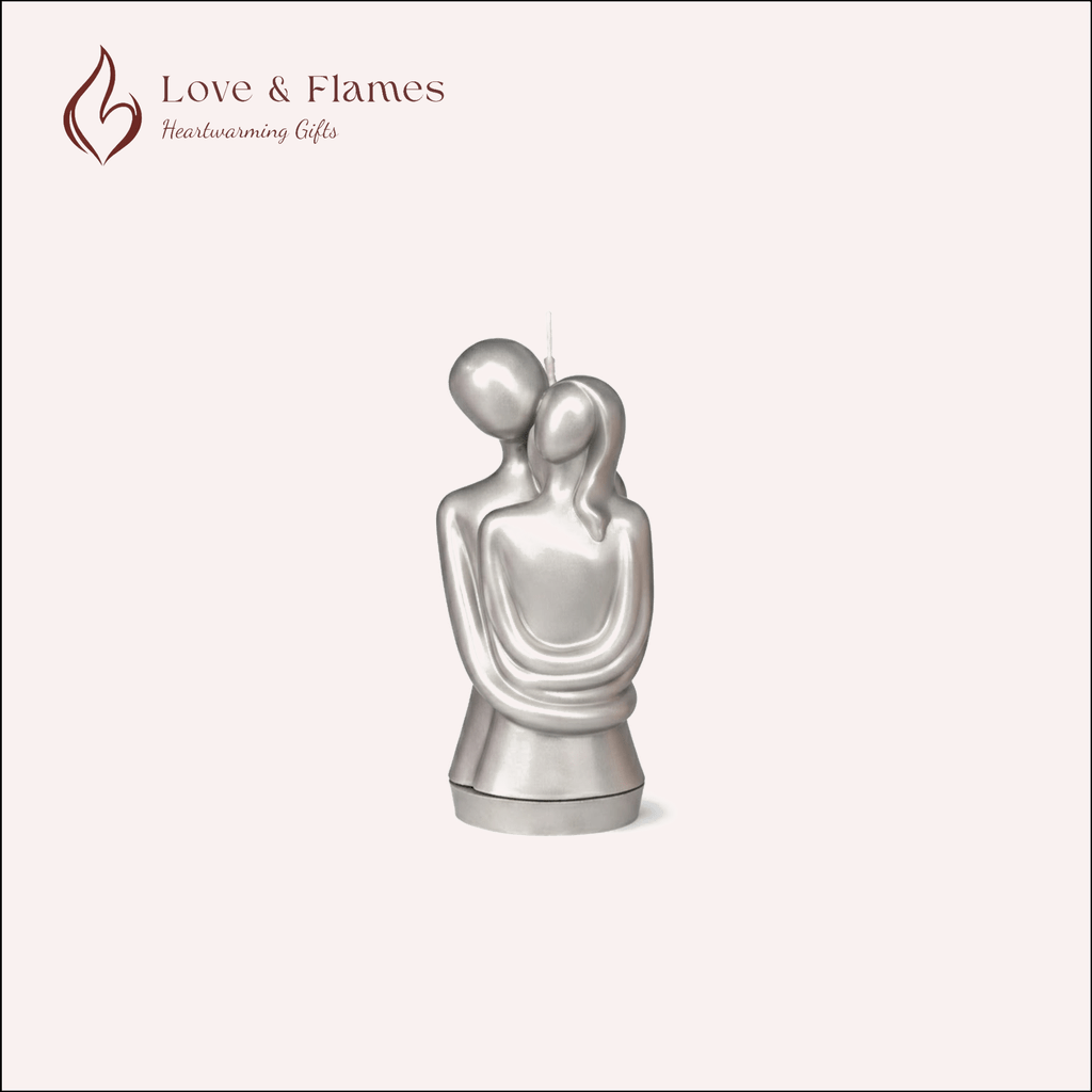 Eternal Embrace Lovers Scented Candle Color Silver Shine & Fragrance Jasmine - Love & Flames