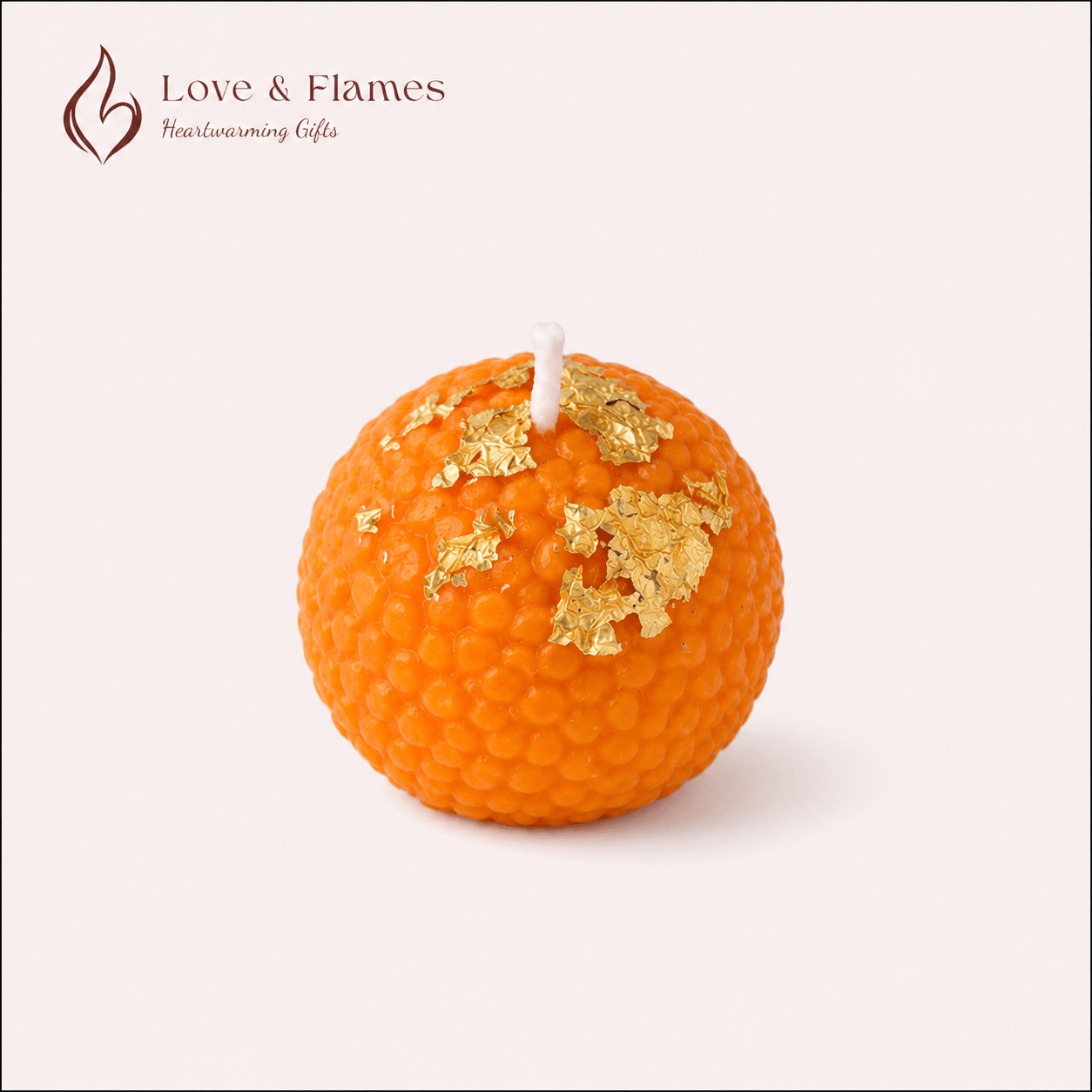 Motichoor Ladoo Scented Candle Color Orange Tangerine & Fragrance Kesar - Love & Flames