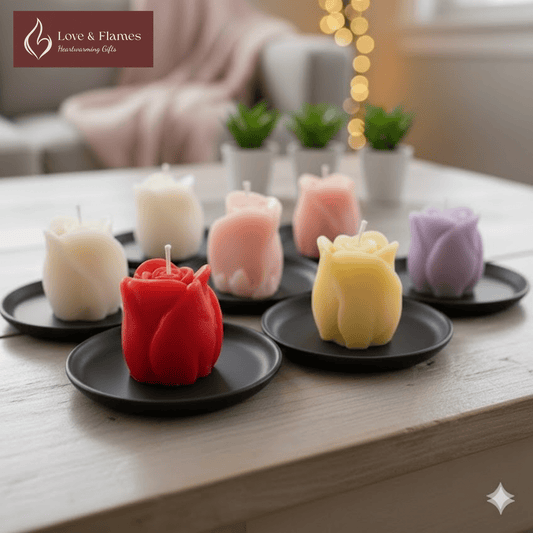 Rose Bud Scented Candles – Long Lasting Floral Aroma for Home & Gifting - Love & Flames