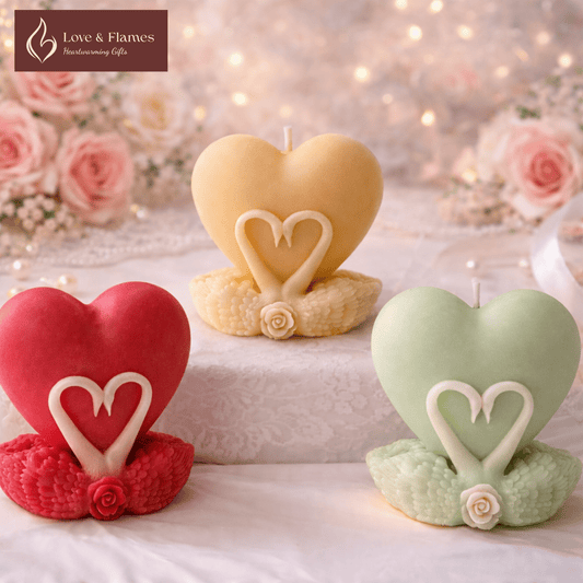 Serene Love Heart Scented Candles for Relaxation & Romantic Décor - Love & Flames