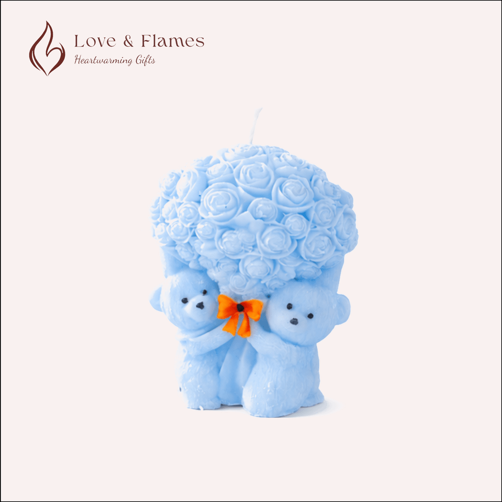 Teddy Bear Bouquet Scented Candles for Home Decor, Gifts & Relaxation - Love & Flames