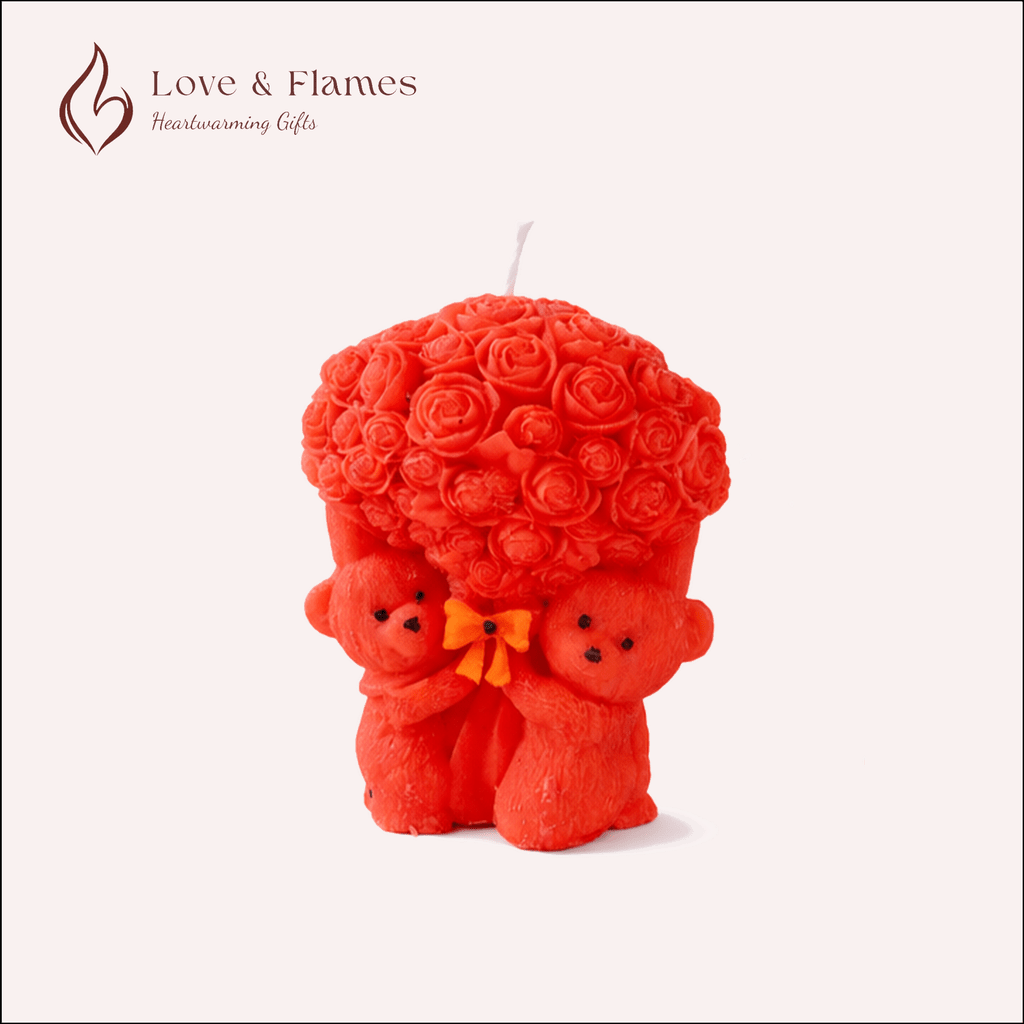 Teddy Bear Bouquet Scented Candles for Home Decor, Gifts & Relaxation - Love & Flames