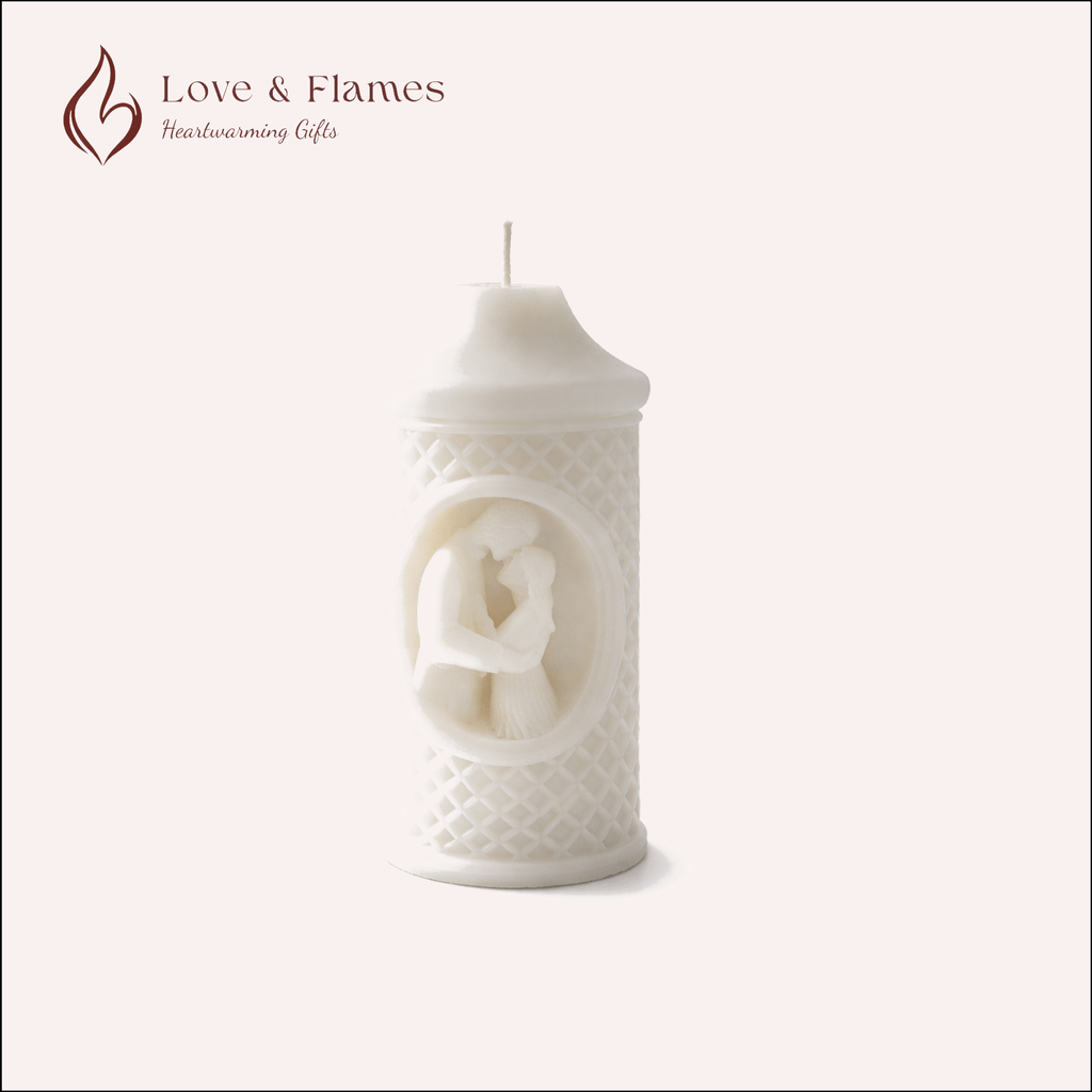 Two Souls Lovers Scented Candle Color White Ivory & Fragrance Vanilla - Love & Flames