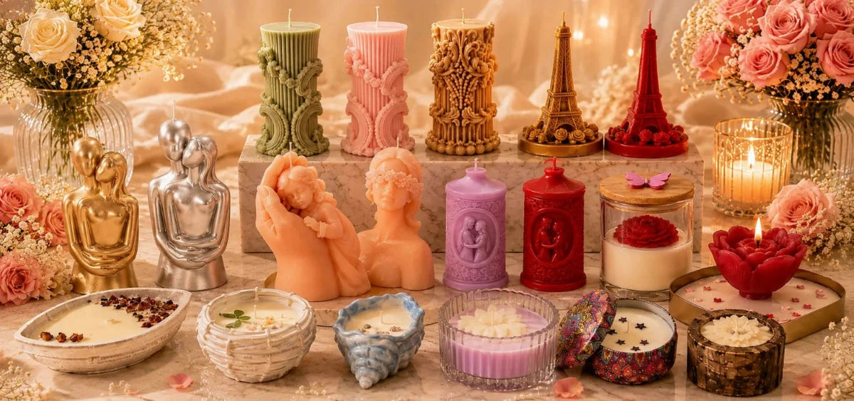 Wax Sculpture & Wax Art Scented Candles - Love & Flames
