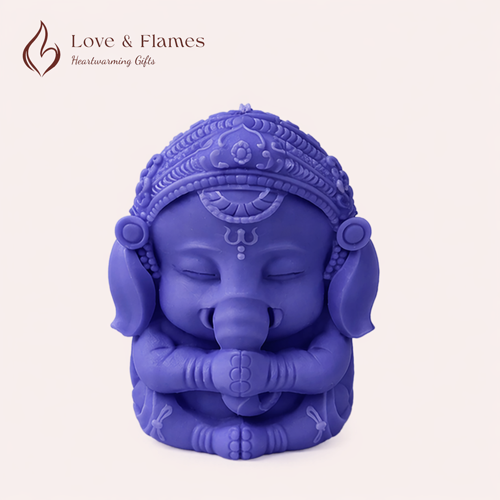 Bal Ganesha Scented Candle Color Blue Sapphire & Fragrance Jasmine - Love & Flames