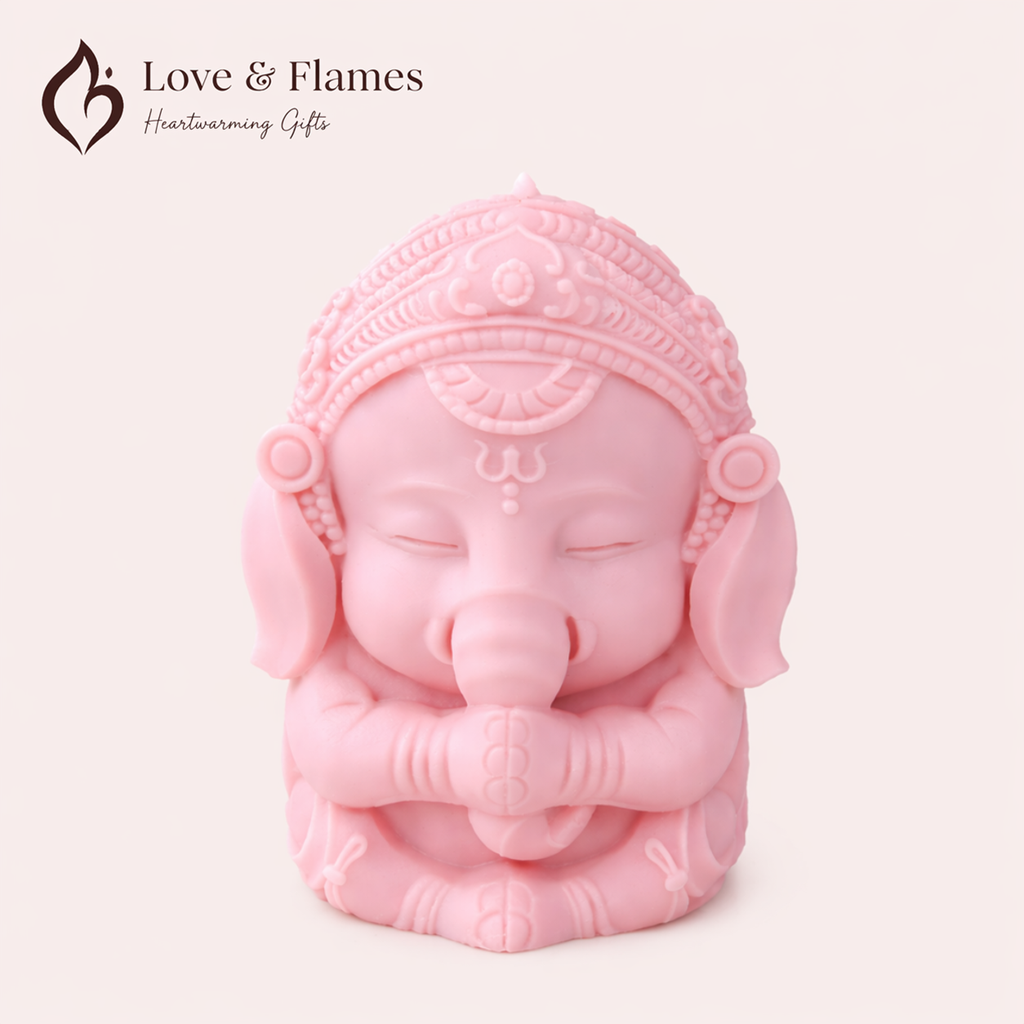 Bal Ganesha Scented Candle Color Pink Blush & Fragrance Vanilla - Love & Flames