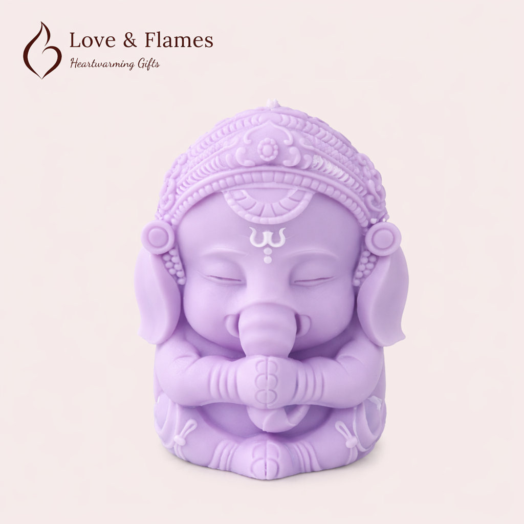 Bal Ganesha Scented Candle Color Purple Lavender & Fragrance Lavender - Love & Flames