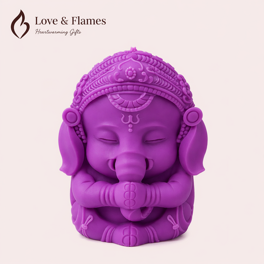 Bal Ganesha Scented Candle Color Purple Violet & Fragrance Night Queen - Love & Flames