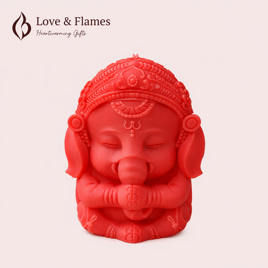 Bal Ganesha Scented Candle Color Red Crimson & Fragrance Rose - Love & Flames