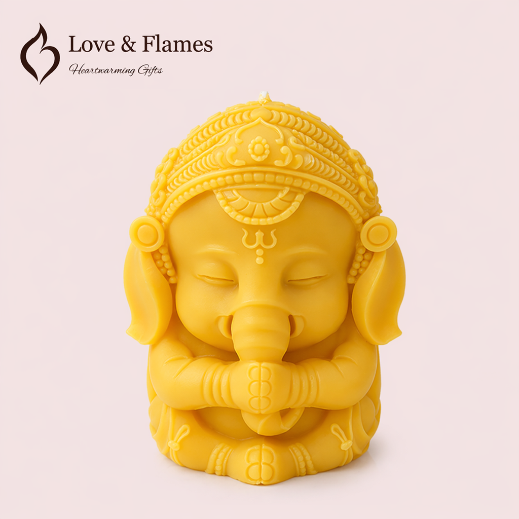 Bal Ganesha Scented Candle Color Yellow Sunshine & Fragrance Vanilla - Love & Flames