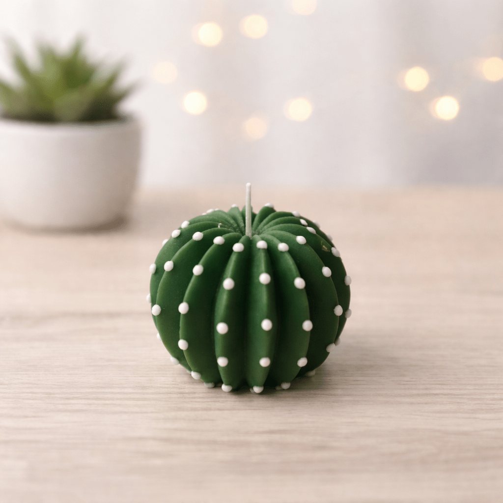 Cactus Scented Candle Color Green Emerald & Fragrance Orchid - Love & Flames