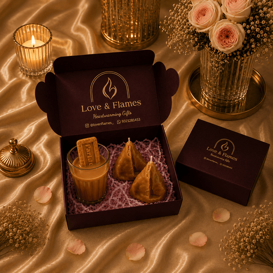 Chai Samosa Luxury Scented Candle Gift Box - Love & Flames
