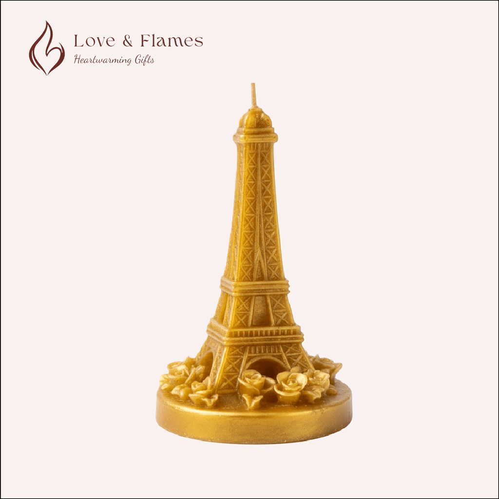 City of Love Scented Candle Color Gold Luxe & Fragrance Vanilla - Love & Flames