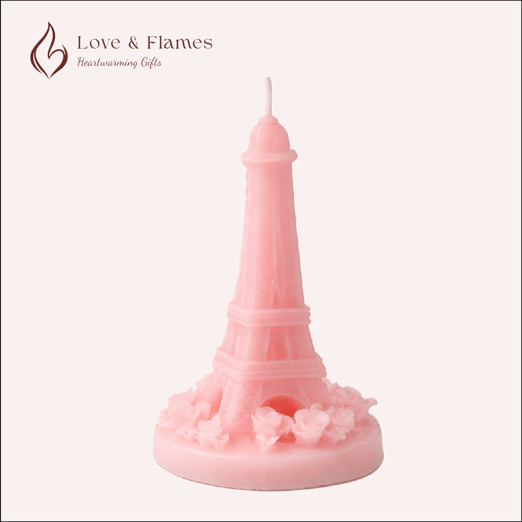 City of Love Scented Candle Color Pink Blush & Fragrance Vanilla - Love & Flames