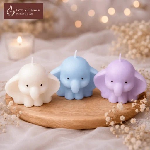Cute Baby Elephant Prince & Princess Scented Candles – Adorable Aromatic Candles - Love & Flames