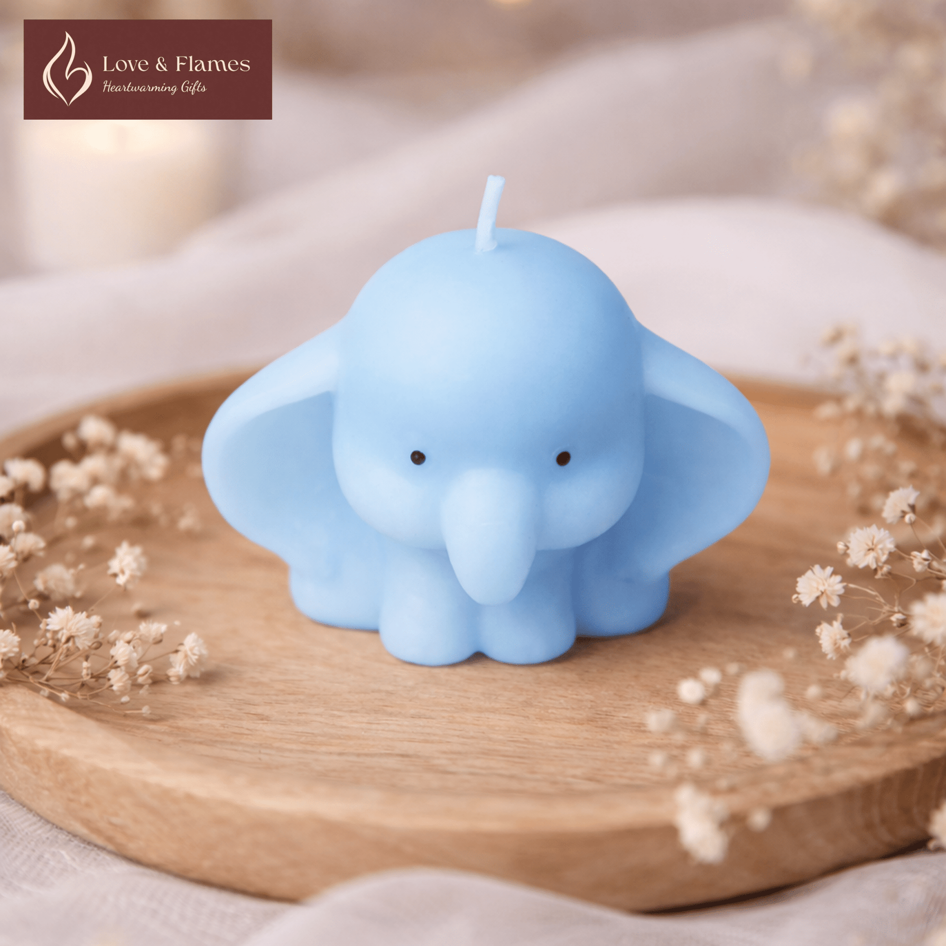 Cute Baby Prince & Princess Elephant Scented Candles – Adorable Aromatic Candles - Love & Flames