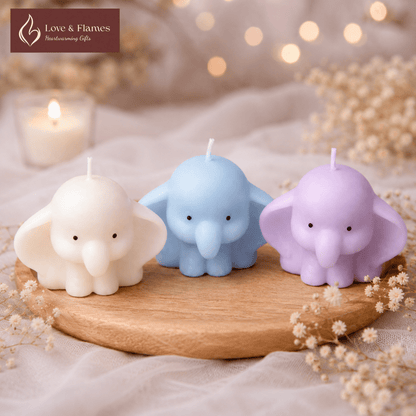 Cute Baby Prince & Princess Elephant Scented Candles – Adorable Aromatic Candles - Love & Flames