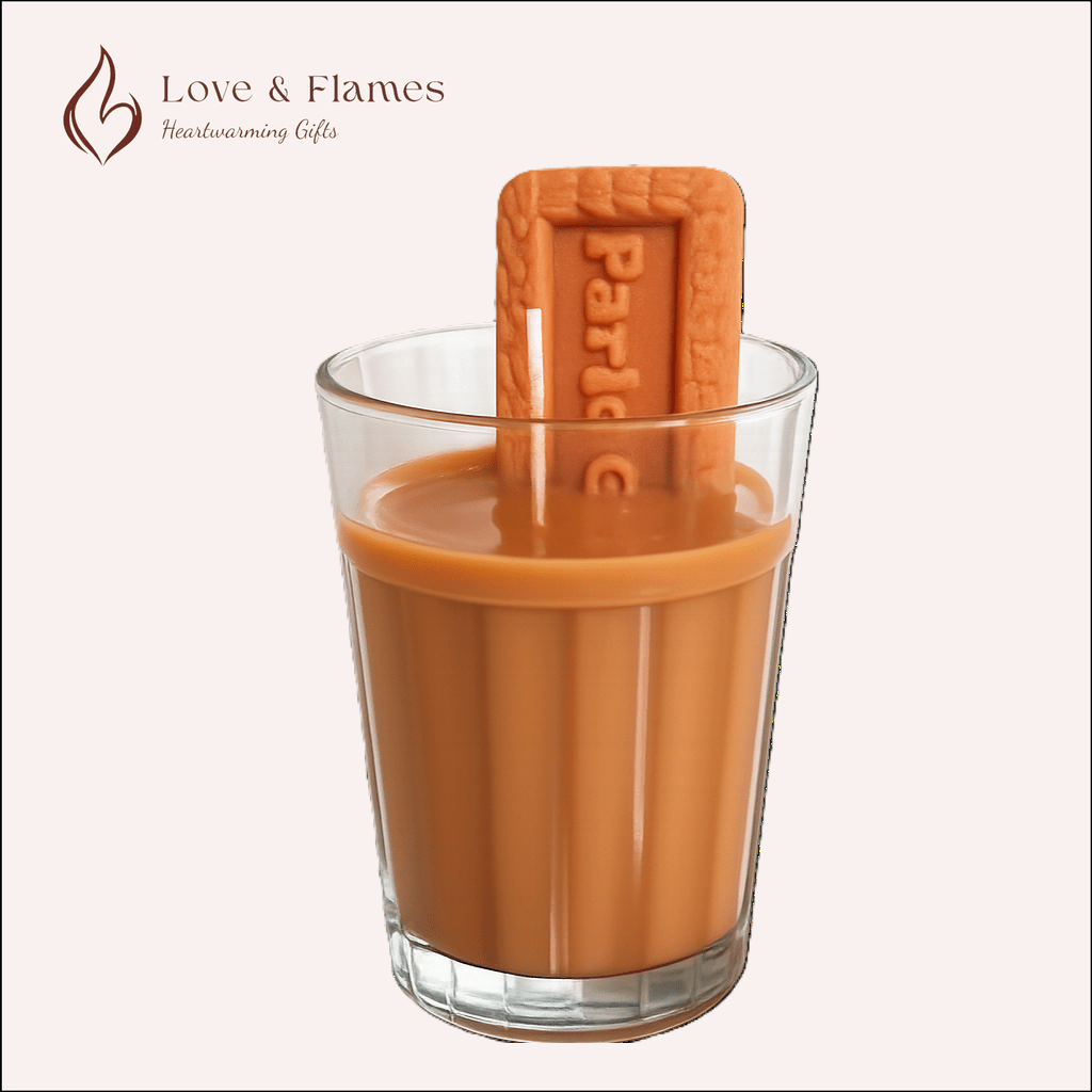 Cutting Chai Biscuit Scented Candle Color Brown Mocha & Fragrance Chai - Love & Flames
