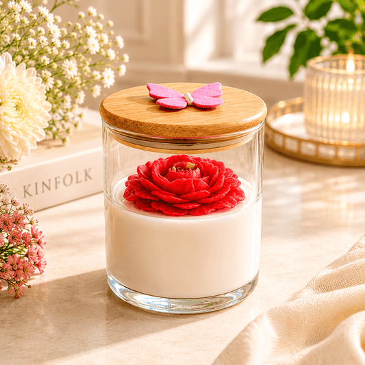 Decorative Jar with Lid Scented Candle Color White Ivory & Fragrance Vanilla - Love & Flames