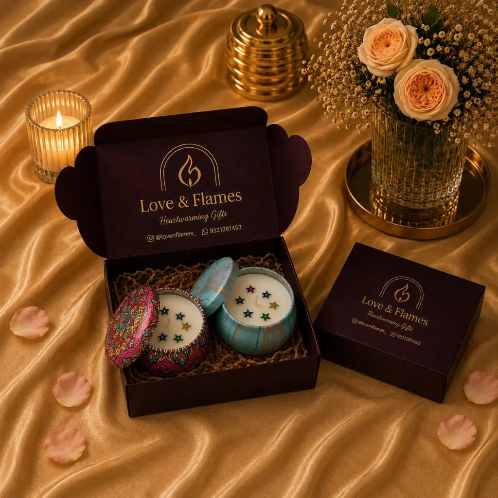 Decorative Mandala Tin Luxury Scented Candle Gift Box - Love & Flames