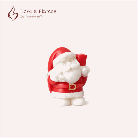 Decorative Santa Claus Scented Candle Color Red Crimson & Fragrance Rose - Love & Flames