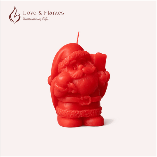 Decorative Santa Claus Scented Candle Color Red Scarlet & Fragrance Strawberry - Love & Flames