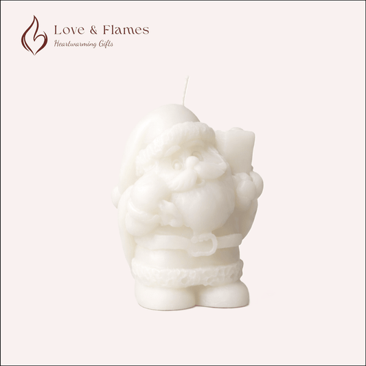 Decorative Santa Claus Scented Candle Color White Ivory & Fragrance Vanilla - Love & Flames