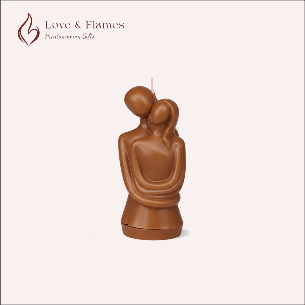 Eternal Embrace Lovers Scented Candle Color Brown Mocha & Fragrance Coffee - Love & Flames
