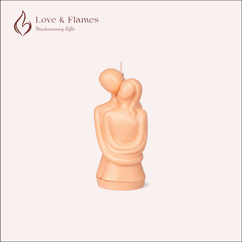 Eternal Embrace Lovers Scented Candle Color Orange Peach & Fragrance Strawberry - Love & Flames