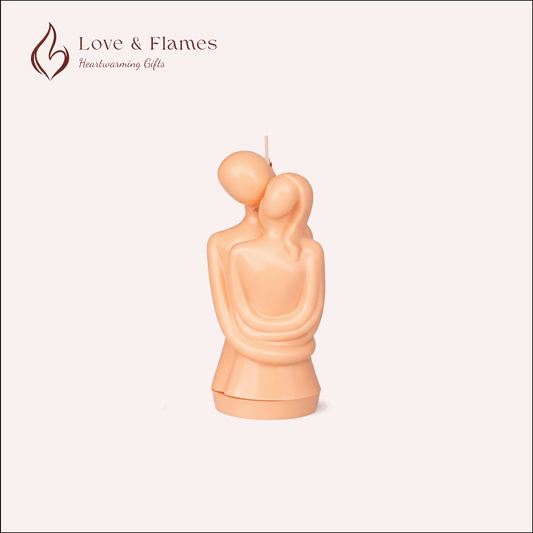 Eternal Embrace Lovers Scented Candle Color Orange Peach & Fragrance Strawberry - Love & Flames
