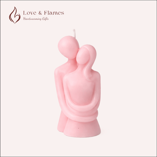 Eternal Embrace Lovers Scented Candle Color Pink Blush & Fragrance Vanilla - Love & Flames