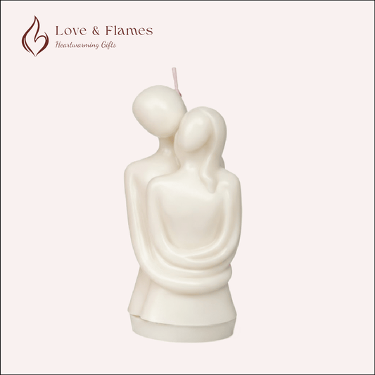 Eternal Embrace Lovers Scented Candle Color White Ivory & Fragrance Vanilla - Love & Flames