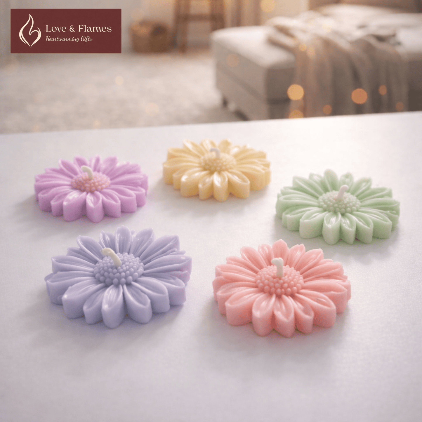 Floating Daisy Scented Candle – Water Floatable Floral Decorative Candle - Love & Flames