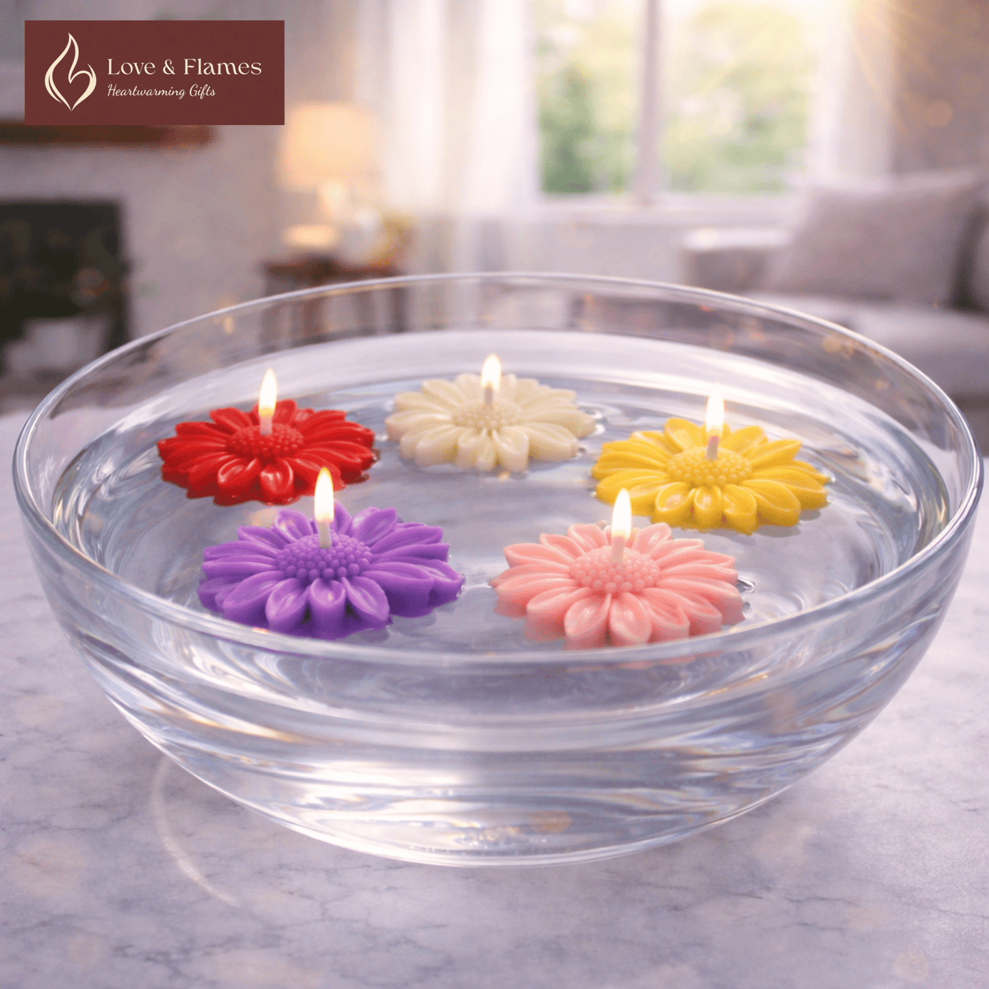 Floating Daisy Scented Candle – Water Floatable Floral Decorative Candle - Love & Flames