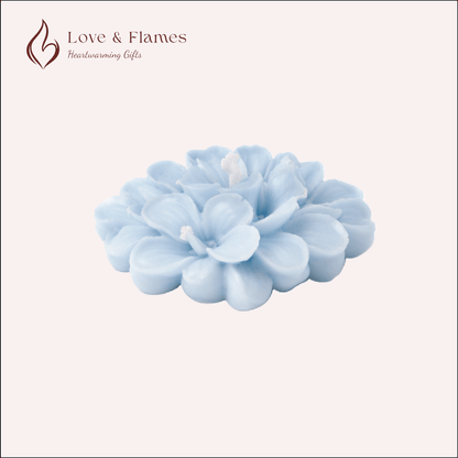 Floating Plumeria Frangipani Scented Candle Color Blue Azure & Fragrance Lily - Love & Flames