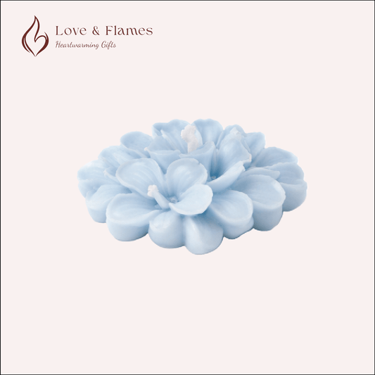 Floating Plumeria Frangipani Scented Candle Color Blue Azure & Fragrance Lily - Love & Flames