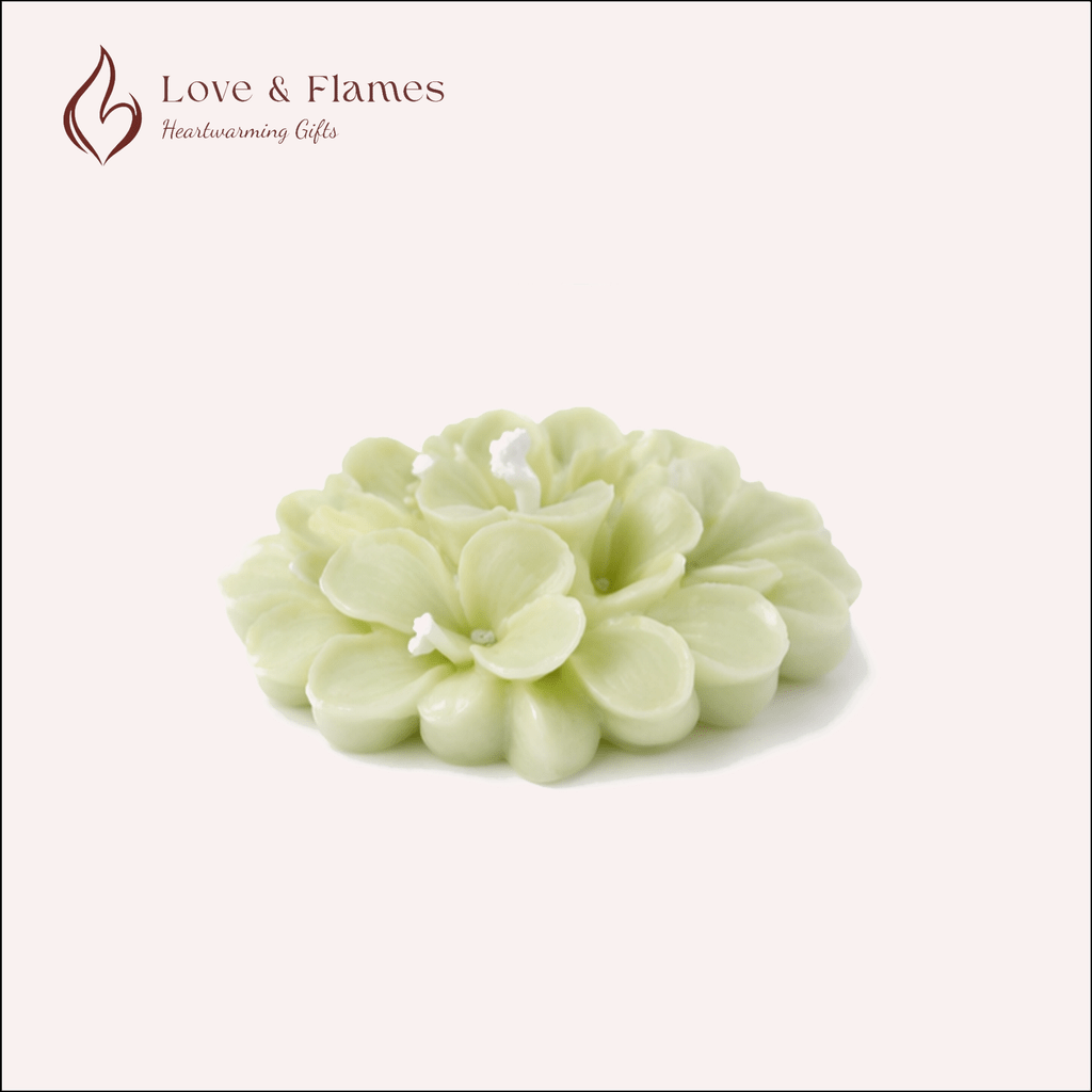 Floating Plumeria Frangipani Scented Candle Color Green Mint & Fragrance Lily - Love & Flames