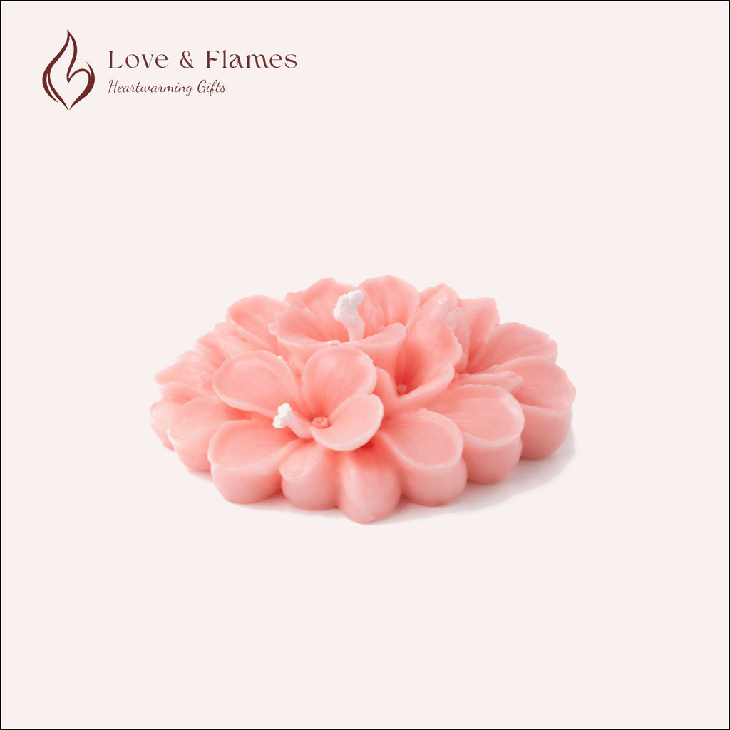 Floating Plumeria Frangipani Scented Candle Color Pink Blush & Fragrance Vanilla - Love & Flames