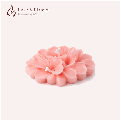 Floating Plumeria Frangipani Scented Candle Color Pink Blush & Fragrance Vanilla - Love & Flames