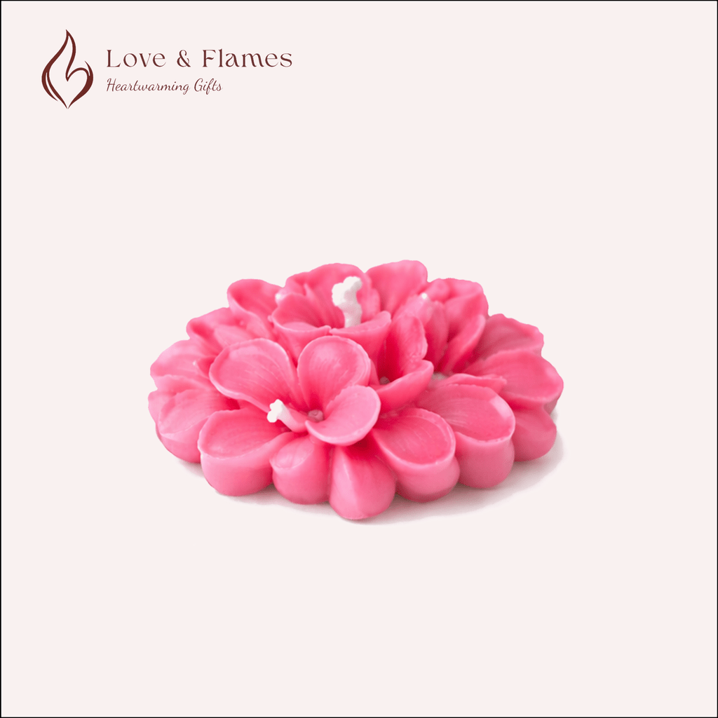 Floating Plumeria Frangipani Scented Candle Color Pink Petal & Fragrance Rose - Love & Flames