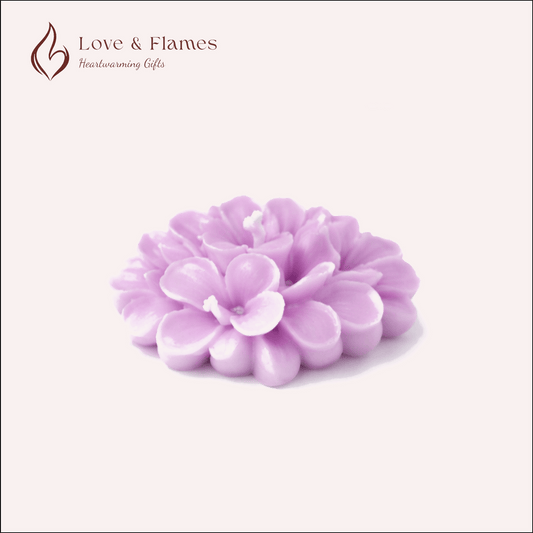 Floating Plumeria Frangipani Scented Candle Color Purple Lavender & Fragrance Lavender - Love & Flames
