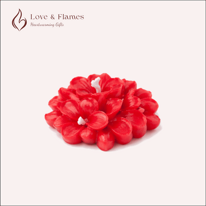 Floating Plumeria Frangipani Scented Candle Color Red Crimson & Fragrance Rose - Love & Flames
