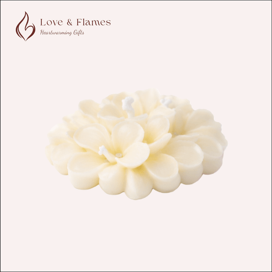 Floating Plumeria Frangipani Scented Candle Color White Ivory & Fragrance Vanilla - Love & Flames