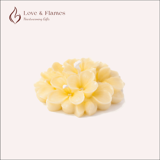 Floating Plumeria Frangipani Scented Candle Color Yellow Lemon & Fragrance Jasmine - Love & Flames