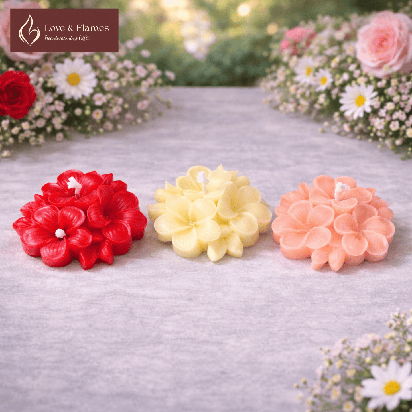 Floating Plumeria Frangipani Scented Candles – Water Floatable Floral Candles - Love & Flames