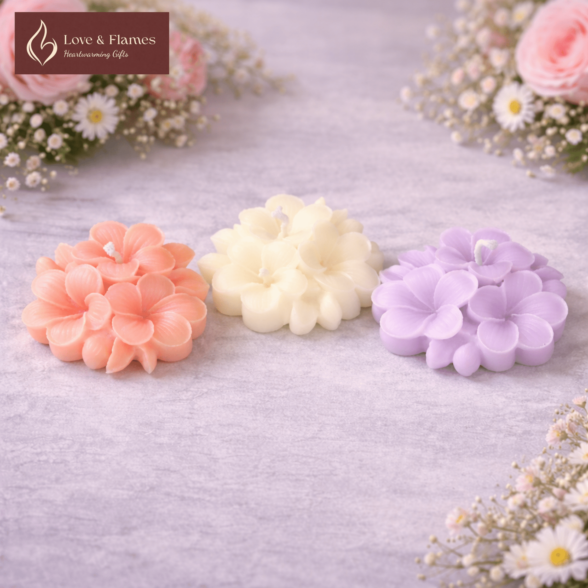 Floating Plumeria Frangipani Scented Candles – Water Floatable Floral Candles - Love & Flames